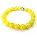 KONOV Natural Energy Stone Beads Gemstone Mens Womens Bracelet, 10mm Buddha Mala, Yellow Silver