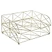 MyGift 2-Tier Geometric Light Gold-Tone Metal Desktop Stacked Letter Tray