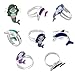 Dolphin and Mermaid Mood Rings for Little Girls and Women 12 PCs - Sea Birthday Party Supplies and Favors for Kids - Color Changing Mood Ring Set - Adjustable Ring Size - Fun Fashion Mood Jewelry