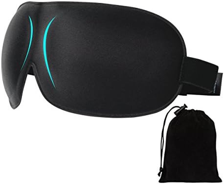 HOROMA Sleeping Mask, Lightweight Portable Eye Contoured Eye Mask with Travel Carry Pouch, Black
