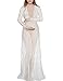 Saslax Women's Deep V-Neck Long Sleeve Lace See-through Wedding Maxi Dress,White,3X