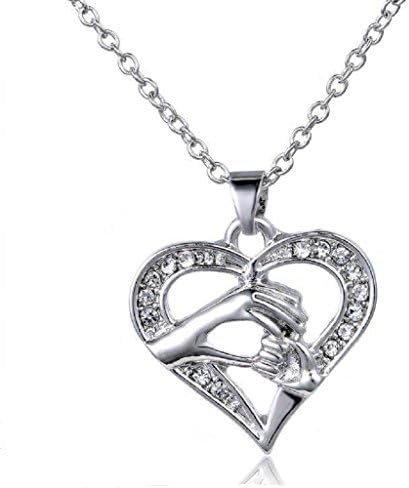 Infinite Joy Silver Mom Heart Pendant Necklace with Diamond Accents for Mother's Day, Anniversary (style3)