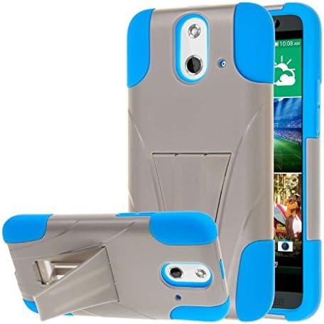 HTC One E8 Case, MPERO IMPACT X Series Dual Layered Tough Durable Shock Absorbing Silicone Polycarbonate Hybrid Kickstand Case for One E8 [Perfect Fit &amp; Precise Port Cut Outs] - Blue / Gray