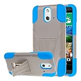 HTC One E8 Case, MPERO IMPACT X Series Dual Layered Tough Durable Shock Absorbing Silicone Polycarbonate Hybrid Kickstand Case for One E8 [Perfect Fit & Precise Port Cut Outs] - Blue / Gray