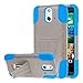 HTC One E8 Case, MPERO IMPACT X Series Dual Layered Tough Durable Shock Absorbing Silicone Polycarbonate Hybrid Kickstand Case for One E8 [Perfect Fit & Precise Port Cut Outs] - Blue / Gray