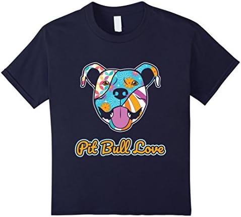 unisex-child Pit Bull Love Dog Pop Art Graphic T-Shirt - Pit Bull Shirt 6 Navy