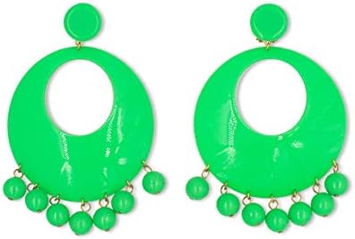 Ole Ole Flamenco Earrings Green with Little Balls Hanging Spanish for Women and Teenagers Special for Dance and Tablao (for pierced ears) Zarcillos Flamencos