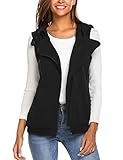 Beyove Women's Casual Sleeveless Fleece Oblique Zipper Hoodie Vest With Pockets