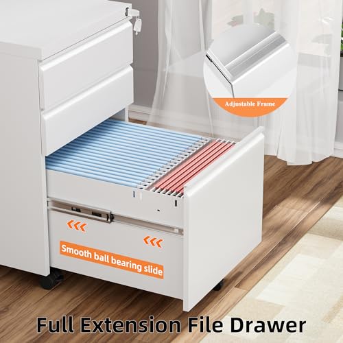 INTERGREAT 3 Drawer Filing with Lock, White File with