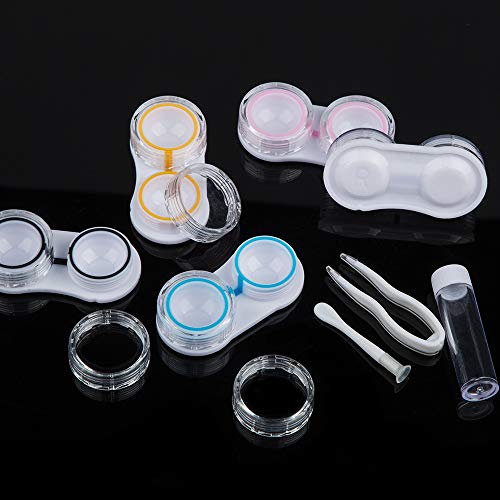 15 Pack Contact Lens Case,DanziX Travel Colorful Contact Holder Container No Leak Soak Storage Kit with 3 Pack Tweezer Tool,3 Pack Remover Plunger and 3 Pack Mini Bottle