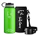 Swig Savvy’Stainless Steel Vacuum Insulated Water Bottle Wide Mouth 32 oz Capacity Double Wall Design 100% Leak & Sweat Proof - Includes water bottles Pouch & Coffee Lid (Light Green)