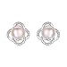 Stunning Flawless Pearl Stud Earrings & Silver Chain Pendant Set| Impeccable Quality Natural, Flawless Freshwater Pearl & 925 Sterling Silver| The Most Unique Fashion Jewelry Set (2 | Pink Pearls)