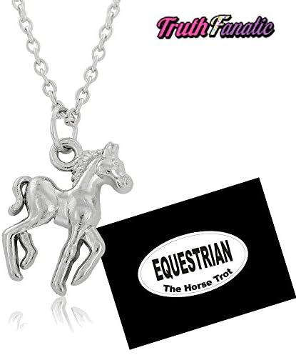 Equestrian Jewelry - Silver Horse Fashion Accessories For Adults, Women, Teens &amp; 5.5" Euro Equestrian Decal Combo - The Equestrian Collection Perfect Gift Idea (Running Horse Necklace, Link 18' Chain)