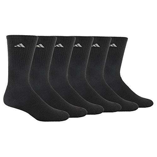 adidas Men's Athletic 6-Pack Crew Socks, Black/Aluminum 2, Large, (Shoe Size 6-12) - //medicalbooks.filipinodoctors.org