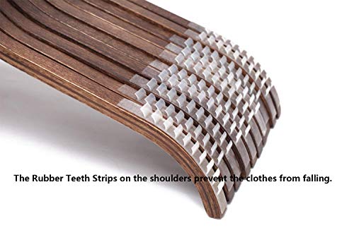 JS HANGER Elegant Wooden Clothes Hangers with Soft Non-Slip Stripes for Coats and Shirts, Retro Finish, 10-Pack