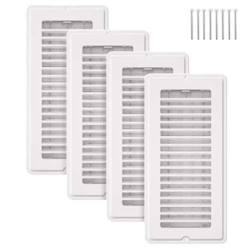 Floor Register 4x10, 4 Pack Floor Vent Covers with Screws, White at Amazon