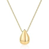 18K Gold Plated Dainty Pear Pendant Necklace for Women | Water Droplet Pendant Necklaces
