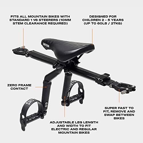 Kids Ride Shotgun - Child Bike Seats - Front Mounted, for Children Aged 2~5 Years, Fits Most Adult Modern Mountain Bikes, Adjustable for Comfort