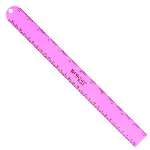 Westcott Aluminum English and Metric Ruler With Ribbed Finger Grip, 12"