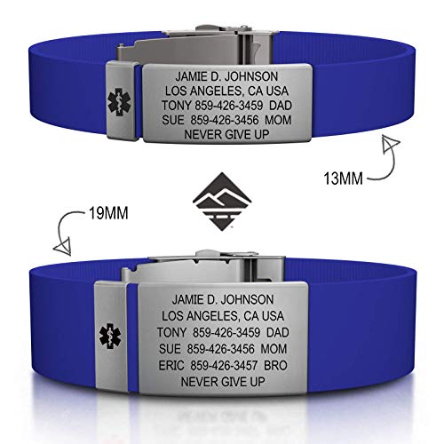 ROAD iD Personalized Medical ID Bracelet - Premium ID Wristband with Medical Alert Badge - Silicone Clasp