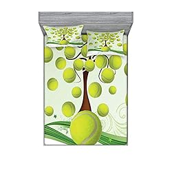 Ambesonne Tennis Fitted Sheet & Pillow Sham