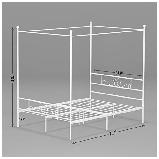 Weehom Canopy Platform Bed Frame with Ball Design Metal Bed Strong