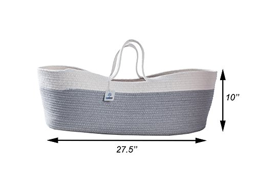 ICEBLUE Spacious Soft Moses Basket Cradle Bedding Set Nursery Storage Basket Toy Basket Baby Shower gift set (gender-neutral) - Thumbnail 3