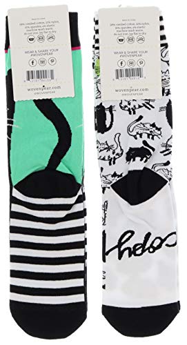 Woven Pear Women's Playful Cats Crew Socks (2Pr), Cotton Blend - Thumbnail 5
