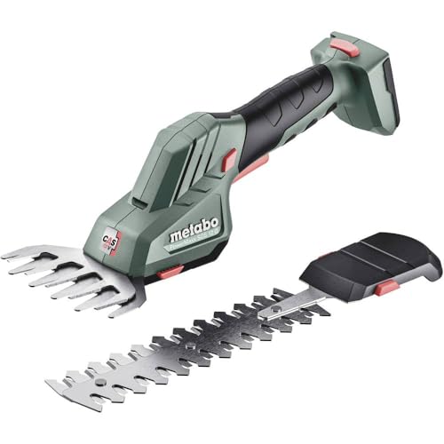 Metabo Akku-Strauch- und Grasschere PowerMaxx SGS 12Q (601608850) 12V, werkzeugloser Schnellwechsel, praezise Schnitte an Bueschen + saubere Rasenkanten, ohne Akku