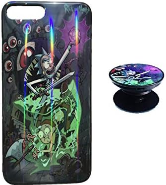 Rick and Morty Case for iPhone 8 Plus Protective Case Aurora Color Soft TPU for iPhone 7 Plus Cover with Phone Holder Bracket