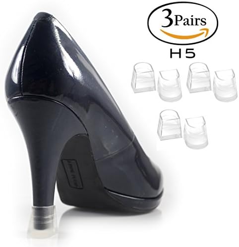 Heel Hunks Clear-Glass H5 13mm 3-Pairs Heel Protectors Replacement Tip Caps for High Heel Shoes and Stiletto - Anti-Slip and for Grass - (Pack of 3)