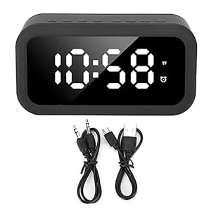 HERCHR Wekker Radio met Bluetooth Speaker & USB, Oplaadbare LED Stereo Speler Digitale Klok voor Slaapkamer