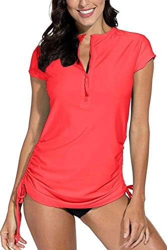MYIFU UV Sun Protection Short Sleeve Half Zipper Rash Guard Rashguard Top