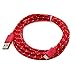 Casecover Universal Micro USB 3M 10FT Colorful Fabric Braided Data Cable Micro USB Data Sync Cable Charger Charging Cord for Android Samsung Galaxy S2 S3 S4 Note 2 HTC EVO One X S (red+green+blue+yellow)