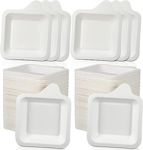 TERRIFI Paper Dessert Plates, Small Disposable Plates Paper Plates Bulk, White Cake Appetizer Paper Plates, White Square Plates Dessert Plates Cake Paper Plates, Snack Plates 50PCS