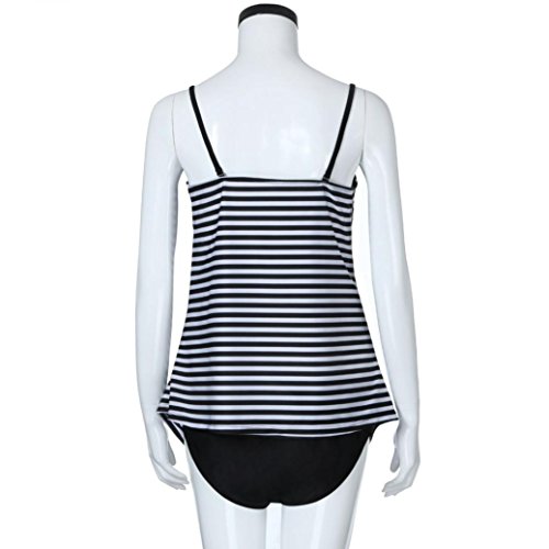 Meyerlbama Womens Bikini, Maternity Tankini Stripe Print Swimsuit Off Shouler Pregnant Suit (XL, Black)