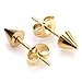 2 Paris Gold/Black Stainless Steel Rivet Punk Stud Earrings Tiny Cone Spike Stud Earrings,Hypoallergenic