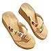 Enjocho Women Summer Platform Sandals Beach Flat Wedge Patch Flip Flops Lady Slippers (Khaki, US:8)