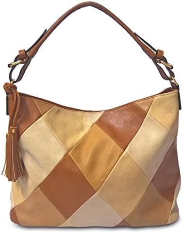 Mayshe Womens Multi-color Shoulder Bag Hobo Tote Handbag Cross Body Purse Satchel Brown