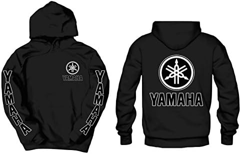 Yamaha Front, Back, &amp; Sleeves Logos Hoodie, Large Black