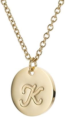 AOLOSHOW Initial Necklace A to z Letter Disc Pendant Best Friend Necklaces for Girls Stainless Steel 16"