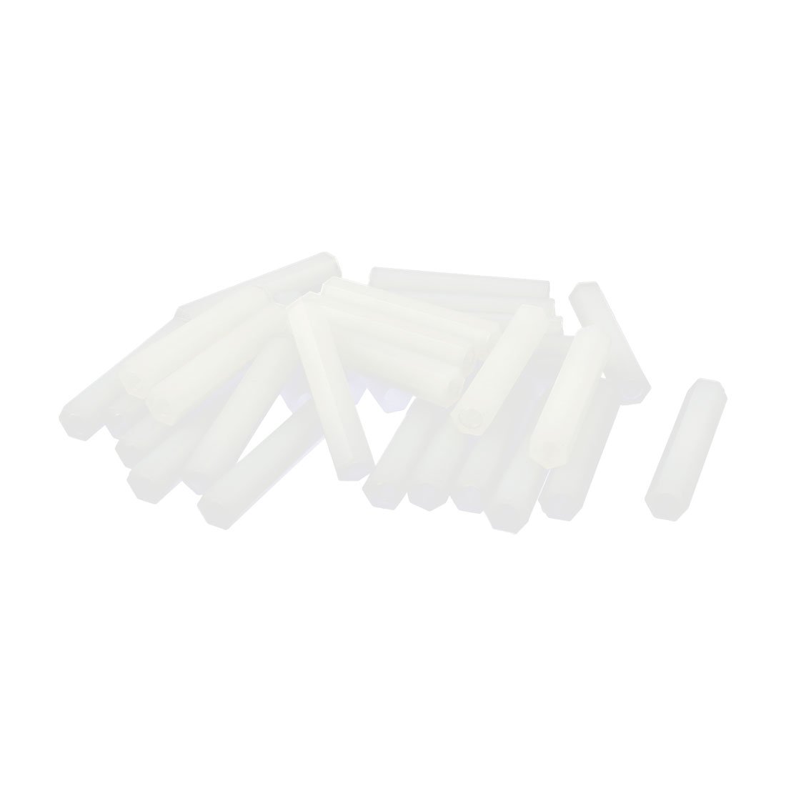 Sourcingmap 30mm M3 Female Thread White Nylon Hex PCB Spacer Standoff Pack of 20