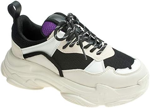 AnnaKastle Womens Color Accent Low Top High-Fashion Sneaker Trainers