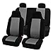 FH Group Classic High Back Flat Cloth Full Set Car Seat Covers with Gift – Universal Fit for Cars Trucks & SUVs (Gray/Black) FB102114