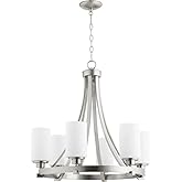 Quorum 6207-6-65 Contemporary Modern Six Light Chandelier from Lancaster Collection in Pewter, Nickel, Silver Finish,