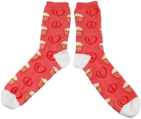 1body 1spirit Women's Love, Peace, And Cupcakes! Novelty Sock One Size Peach
