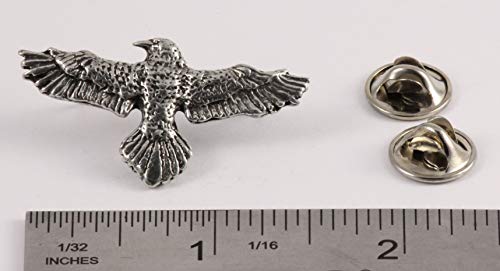 Raven Flying Small Bird Pewter B061 Lapel Pin, Brooch, Jewelry