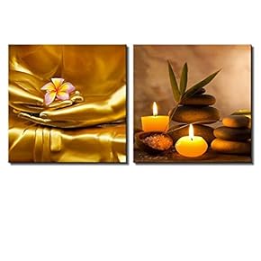 Two Piece Copper Buddha Holding a Plumeria Along...