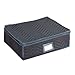 China Cup Storage Chest - Deluxe Quilted Microfiber (Black With Charcoal Trim) (13