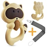 Numu Baby Teething Toys: 100% Silicone teether with Pacifier Clip/Holder for Infants & Toddlers, Best for Sore Gums Pain and Baby Teething Relief, BPA Free and Freezer Safe. Original Teether Raccoon